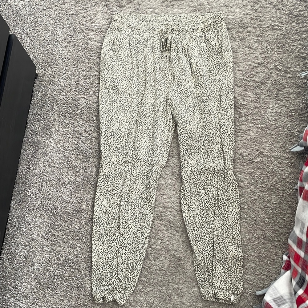 Women's Brown and White Leopard Patterned Pants